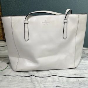 Kate Spade Loli Tote White Leather Womens Large 2 Strap Shoulder Bag Structured
